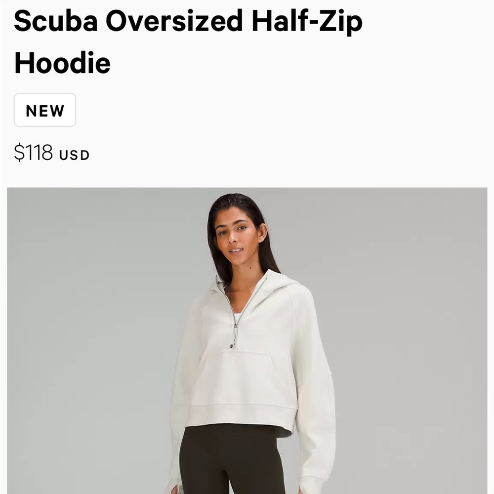 Lululemon Scuba Oversized Crop Hoodie in Bone Size XL/XXL